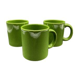 Vtg Waechtersbach West Germany Coffee Mugs Set Of 3 Green Ceramic Coffee